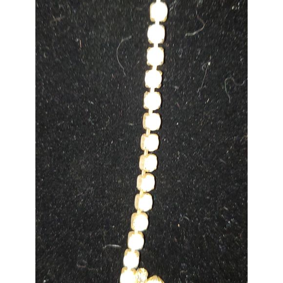 A Costume Jewelry Necklace Vintage Milk Glass Rhinestones Gold Tone Choker As-Is - Picture 3 of 12